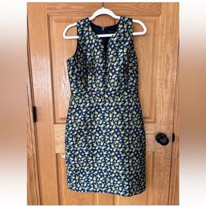 J.Crew Lemon Print Sheath Dress Size 6 Party Cocktail Stunning
